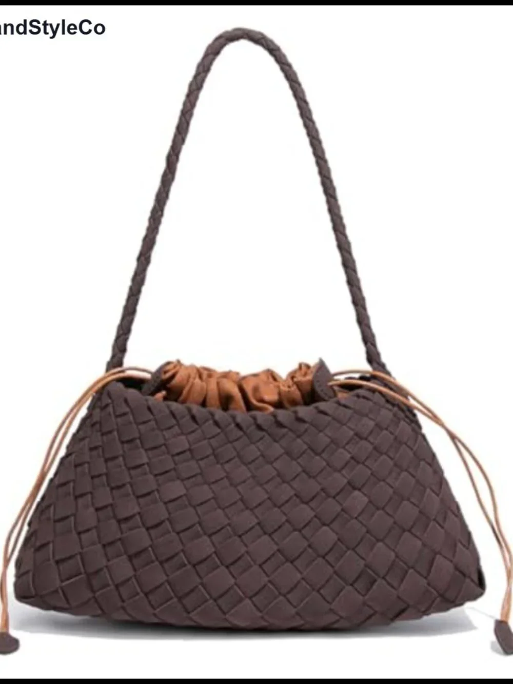 Woven Slouchy Suede Hobo Shoulder Bag Faux Leather Tote Purse
